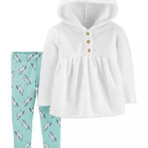 Carter's Piece Fuzzy Hooded Top & Unicorn Legging